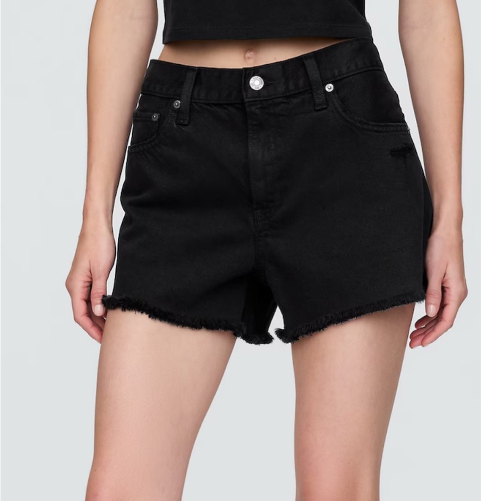 NWT Gap Black Denim Cut Off Shorts 5” Inseam Mid Rise Size 33